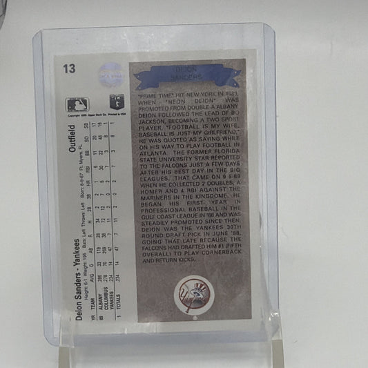 Back of 1990 Upper Deck Deion Sanders #13 Star Rookie card