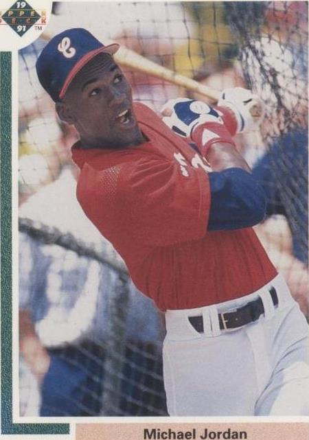 Alternate front view of Michael Jordan batting in Chicago White Sox uniform on 1991 Upper Deck SP1 card