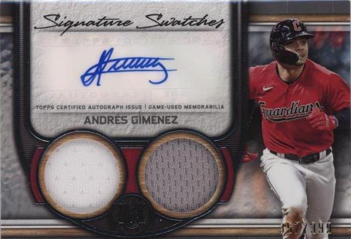 Close-up of Andrés Giménez Signature Swatches card showing the 204/399 serial number