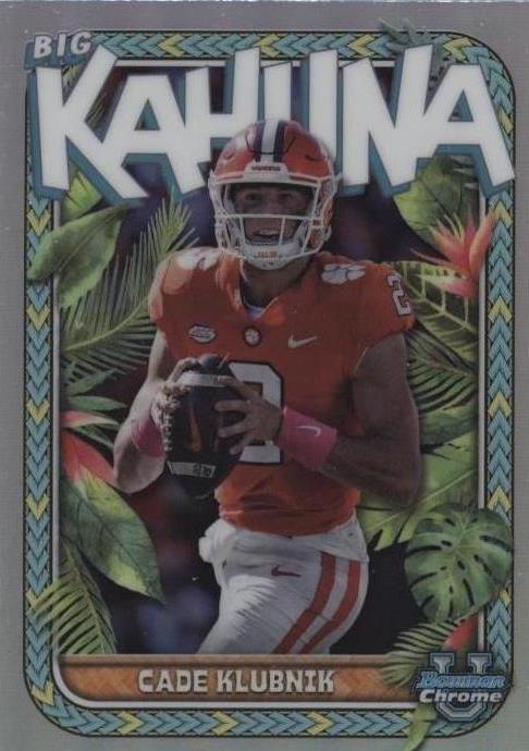 Full front view of Cade Klubnik 2023 Bowman University Chrome The Big Kahuna #TBK-6