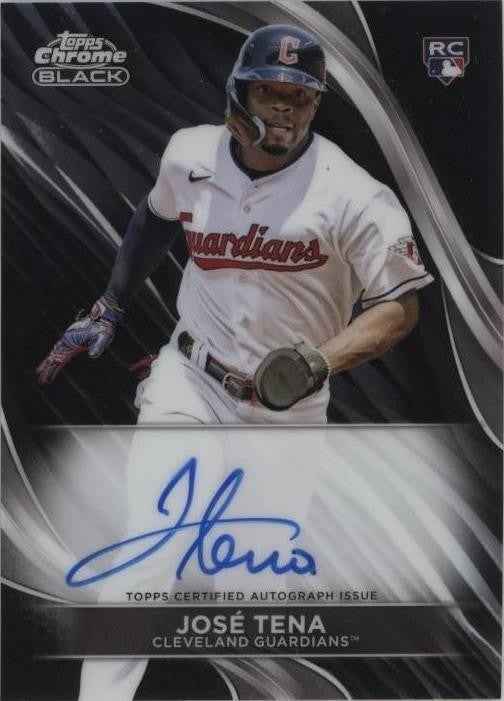Detail view of José Tena's 2024 Chrome Black rookie autograph