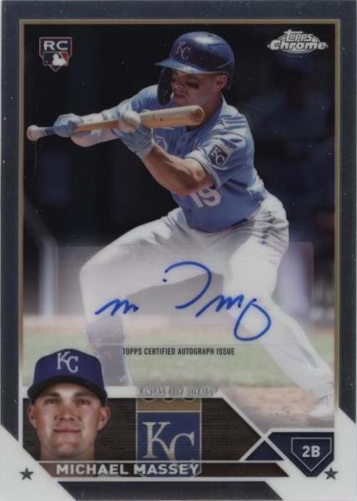 Full front view of Michael Massey 2023 Topps Chrome Update rookie autograph #AC-MM