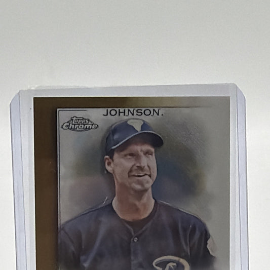 Close-up of Randy Johnson #78 Gold Refractor numbered 30/50