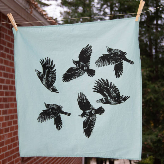 hand printed cotton bandana, screen printed bandana, Solstice Handmade bandana, oversized lightweight bandana, eco friendly accessory, small batch textile, nature print bandana, botanical cotton bandana