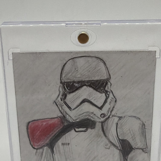 Front detail of Neil A. Brady Star Wars sketch showing the Stormtrooper Captain and red shoulder pauldron