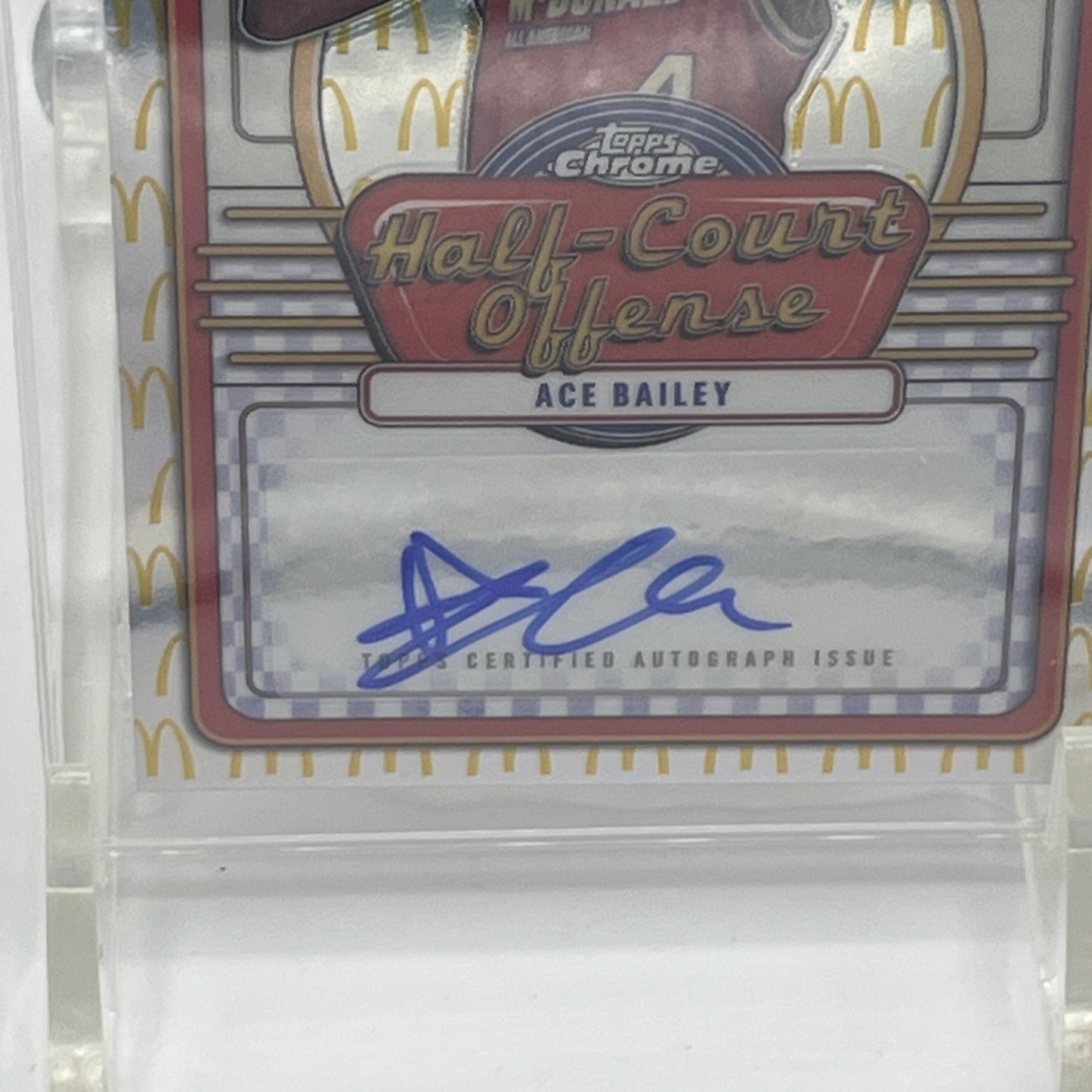 Ace Bailey Topps Chrome McDonalds All American Autographed 51/75 Top 3 Pick Ace Bailey autograph card, Ace Bailey Topps Chrome 2024, McDonald's All American auto, NBA draft prospect card, 51/75 serial numbered card, Ace Bailey rookie auto, Topps Chrome McDonalds RC, projected NBA top 3 pick, 2024 basketball hobby box hit, basketball auto card