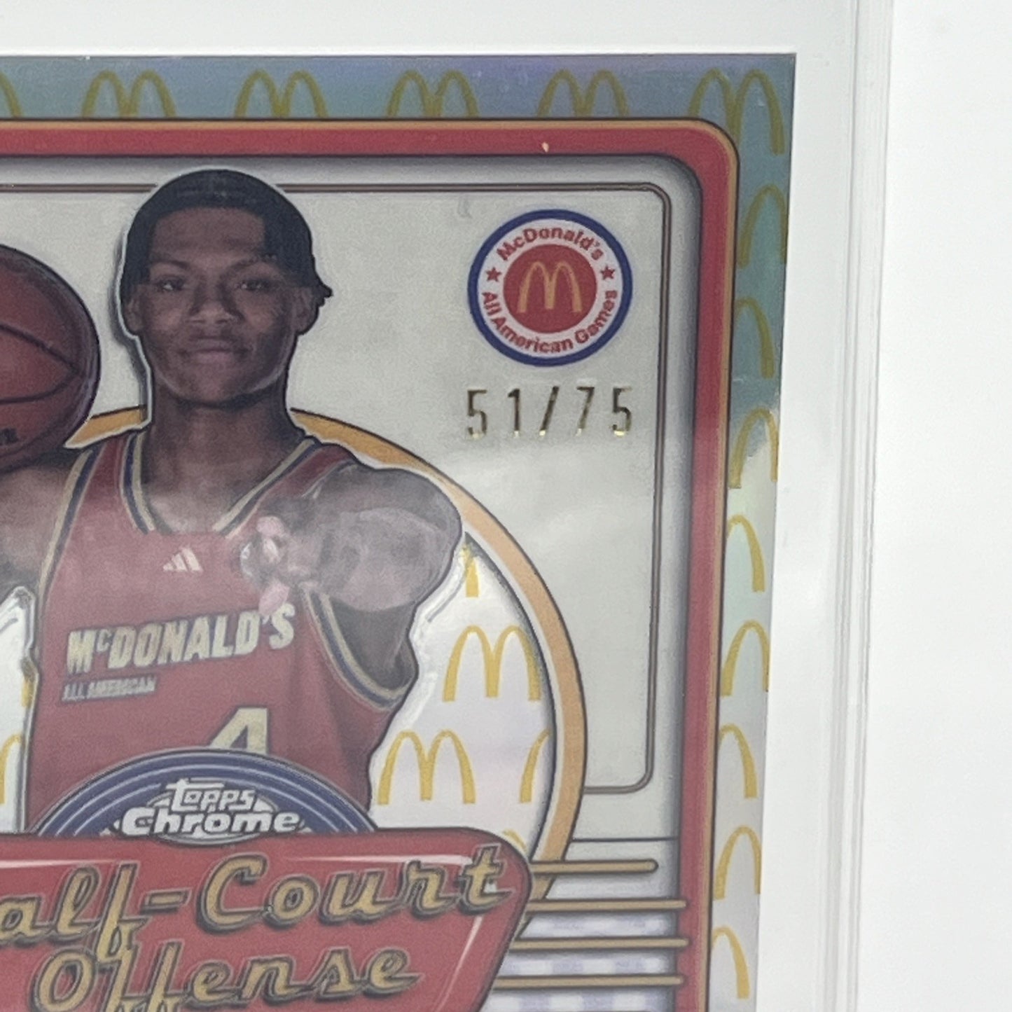 Ace Bailey Topps Chrome McDonalds All American Autographed 51/75 Top 3 Pick Ace Bailey autograph card, Ace Bailey Topps Chrome 2024, McDonald's All American auto, NBA draft prospect card, 51/75 serial numbered card, Ace Bailey rookie auto, Topps Chrome McDonalds RC, projected NBA top 3 pick, 2024 basketball hobby box hit, basketball auto card