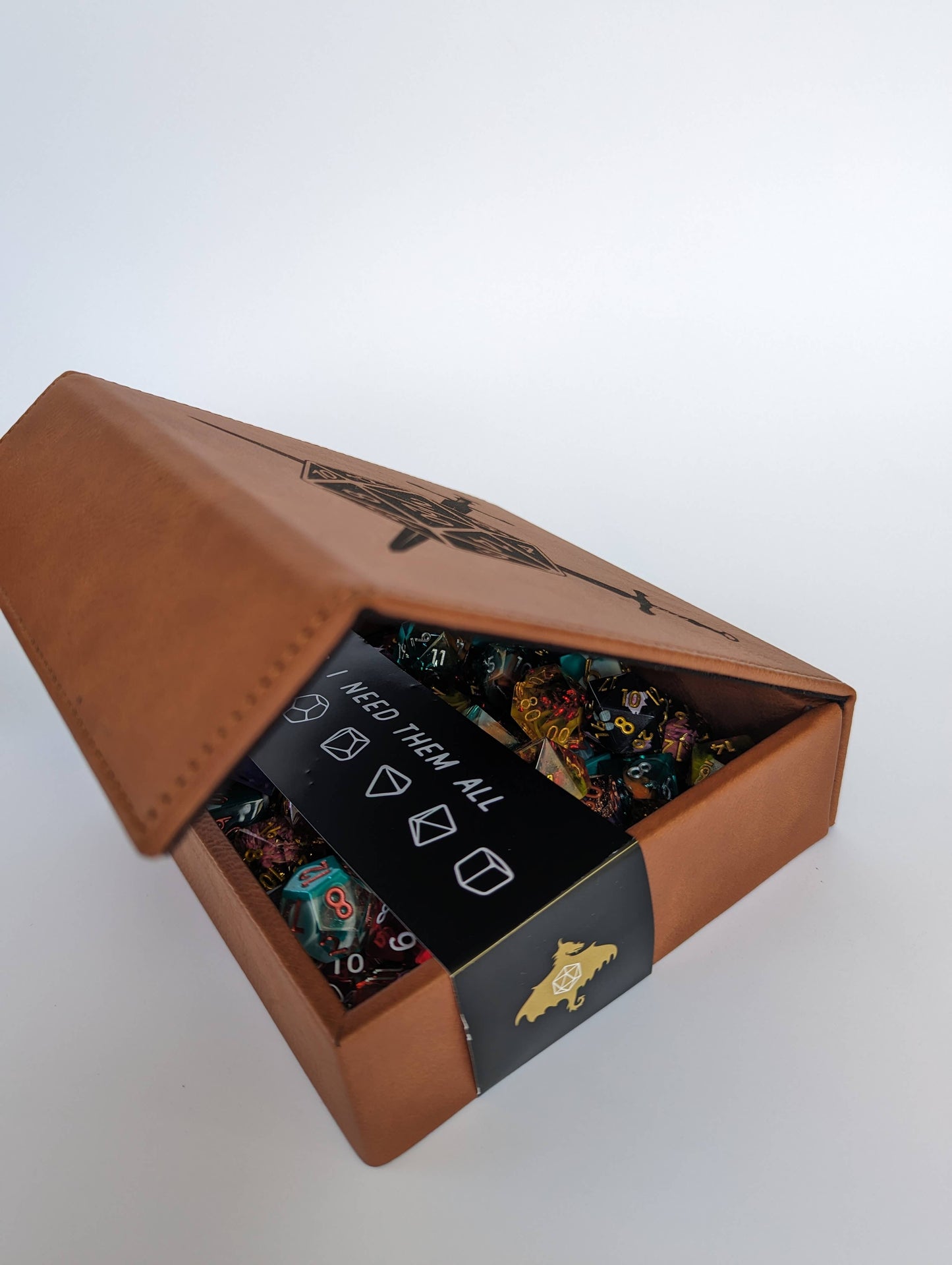 accessory box, organization, keys and accessories, vegan leather dice box, Adoragon dice box, DnD dice storage, NTSD Gaming dice box, tabletop dice tray, fantasy dice case, vegan leather dice tray, RPG dice holder, magnetic lid dice box, cute dragon dice box