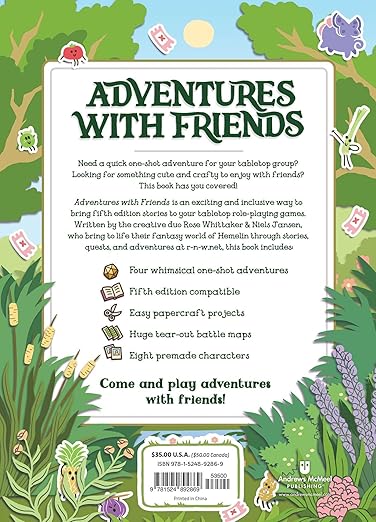 one-shot RPGs, Adventures with Friends book, Rose Whittaker RPG, quick setup roleplaying games, RPGs for beginners, single session RPG adventures, Fey Fayre game, Gaterfolk mystery, cozy TTRPGs, indie tabletop roleplaying games