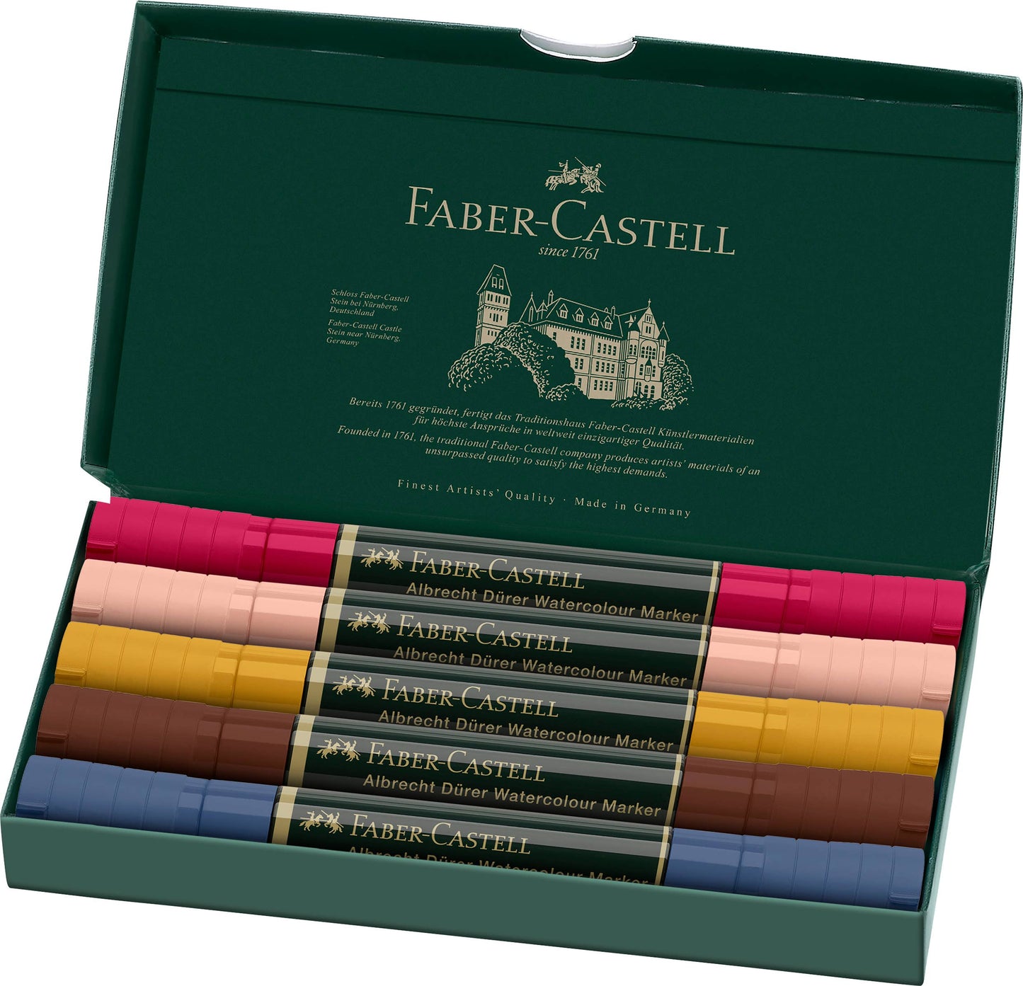 Albrecht Dürer portrait markers, Faber-Castell watercolor markers, dual tip portrait markers, watercolor markers for skin tones, water-soluble art markers, skin tone brush markers, portrait illustration markers, artist markers for portraits, watercolor blending markers, professional art supplies for drawing