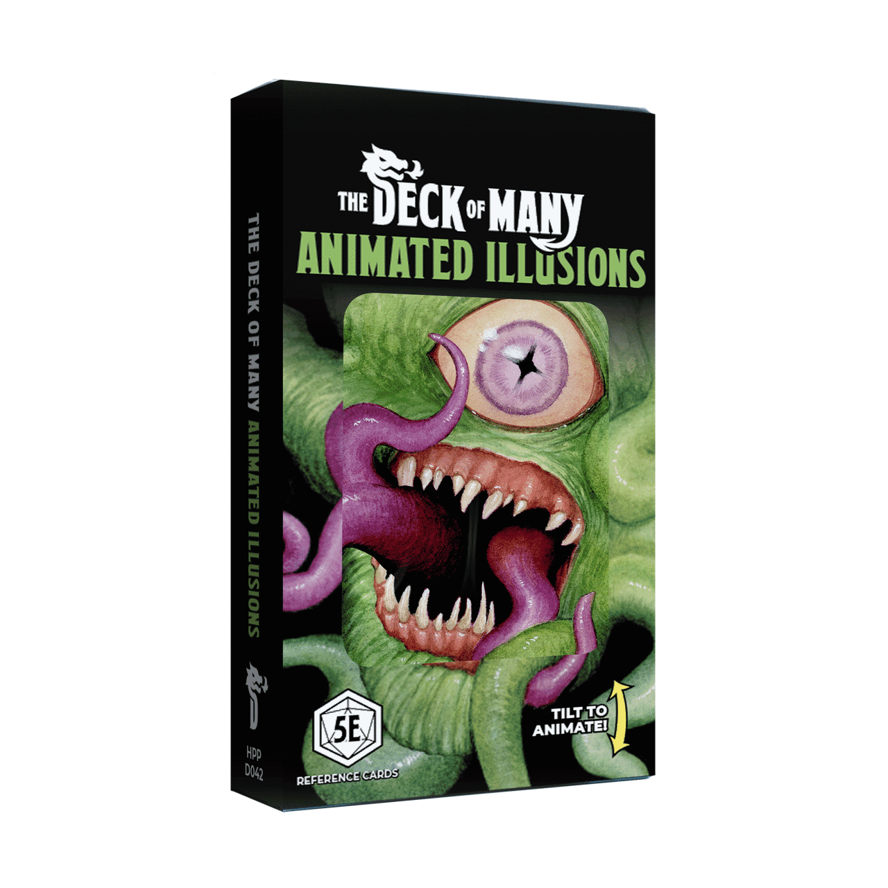 Animated Deck of Many Illusions, Hit Point Press magic item, DnD illusion deck, animated D&D item cards, Deck of Illusions 5E, Dungeons and Dragons magical item, illusion summon cards, animated spell deck DnD, tabletop RPG accessories, fantasy illusion cards, Red Dragon illusion card, Hit Point Press animated deck