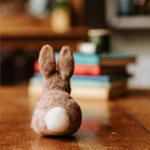 baby bunny needle felting kit, beginner felting project, DIY wool bunny craft, soft sculpture bunny kit, award-winning craft kit, The Crafty Kit Company Scotland, cute animal felting kit, felt rabbit craft set, starter needle felting kit, handmade bunny decor