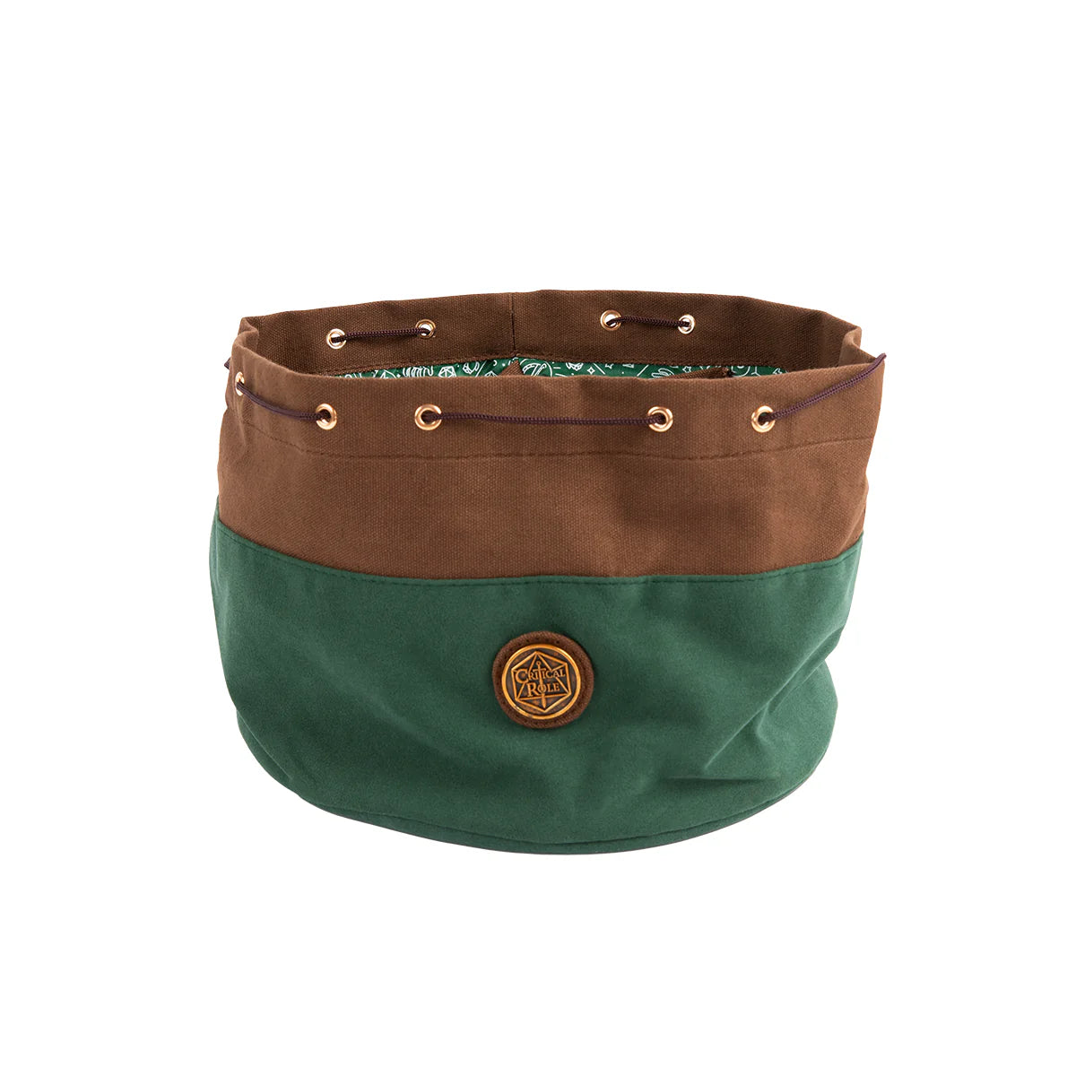 bailey’s dice bag of hoarding forest edition, critical role dice bag v3, oversized dice bag with pockets, laura bailey inspired dice bag, green and brown rpg dice bag, critical role dice accessories, lassflores grace berríos lining, tabletop dice storage, custom dice bag with compartments, padded dice bag for rpg, dice goblin bag, critical role merch, forest green dice bag, campaign-themed dice bag, dnd dice hoarding bag