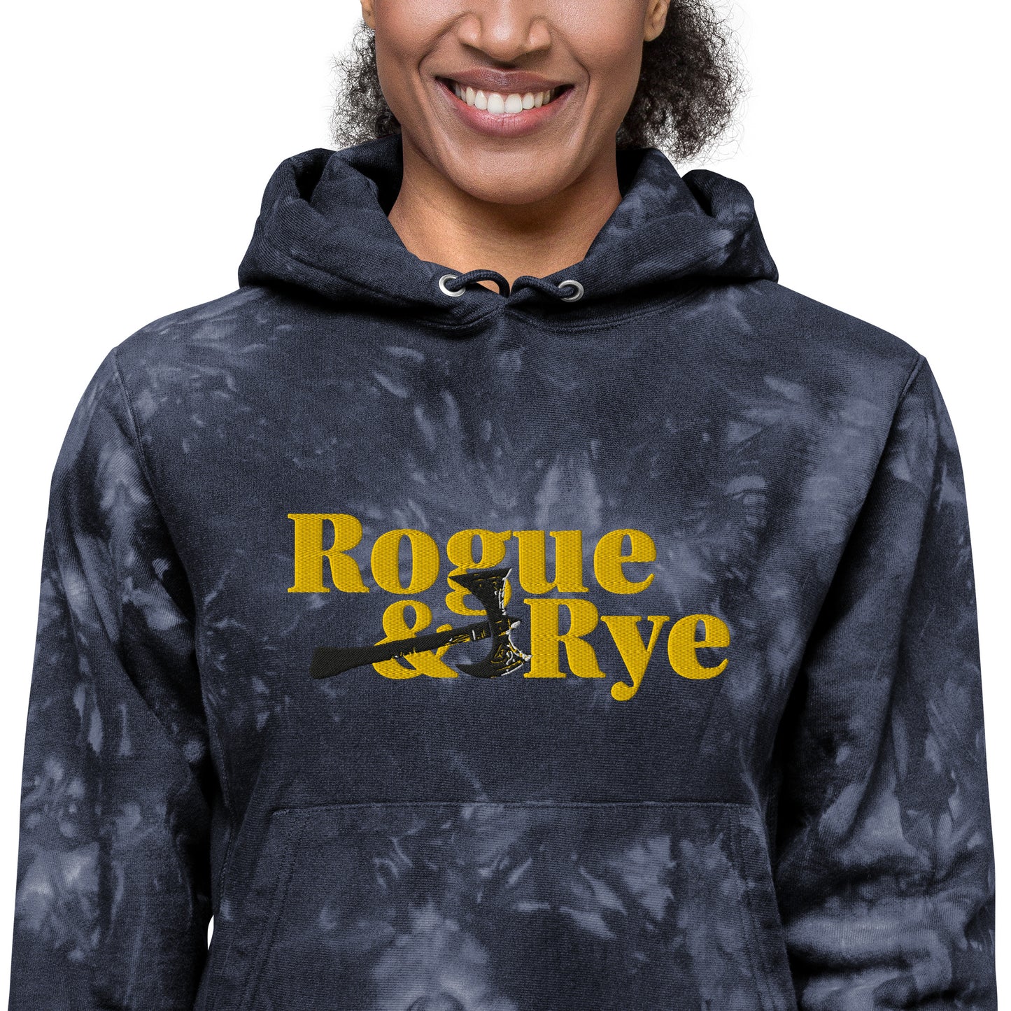 rogue and rye tie-dye hoodie, battle axe champion hoodie, fantasy streetwear, unisex tie-dye gamer hoodie, reverse weave fleece sweatshirt, rpg themed hoodie, rogue and rye merch, champion battle axe hoodie, heavy fleece game night hoodie, tie-dye hoodie for adventurers, embroidered champion fantasy hoodie, shrink-resistant hoodie, unique pattern champion sweatshirt