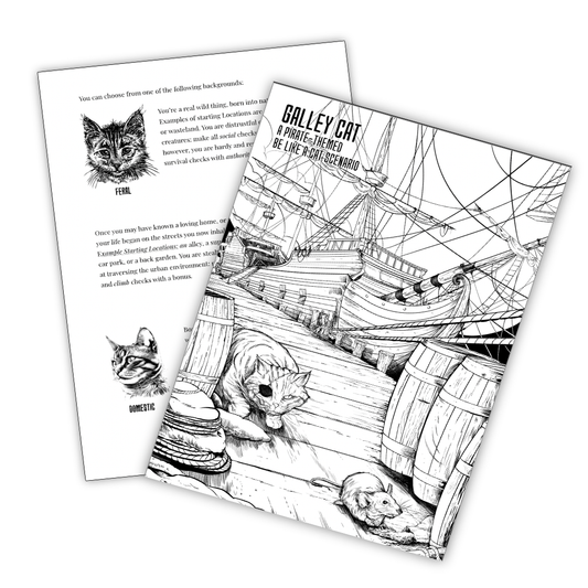 Be Like a Cat TTRPG, solo cat RPG game, cat-themed roleplaying game, two-player cat TTRPG, cat mafia RPG, Be Like a Cat rulebook, cat solo journaling RPG, cyber cat RPG, space cat TTRPG, hardback solo RPG book