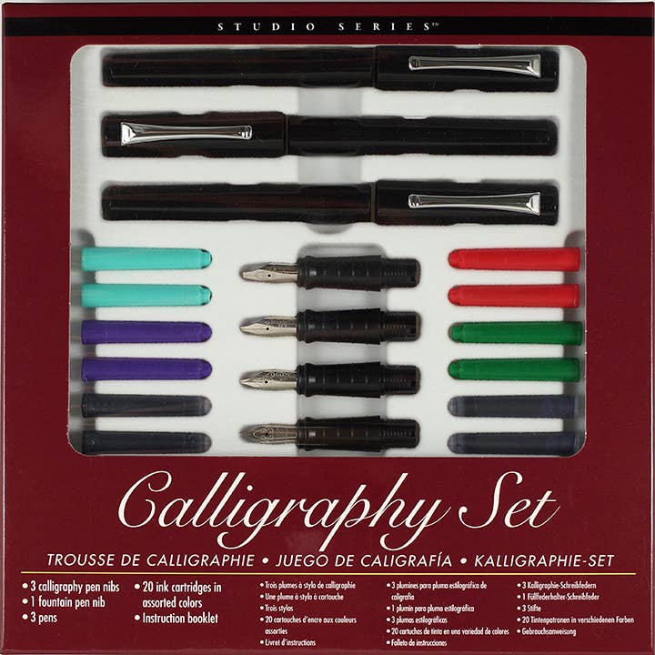 calligraphy starter kit, beginner calligraphy set, hand lettering kit, calligraphy pens and nibs, ink cartridge calligraphy set, calligraphy kit for teens and adults, learn calligraphy at home, modern calligraphy supplies, calligraphy gift set, pen and nib set, writing set with ink, calligraphy kit with instructions, brush and script lettering tools