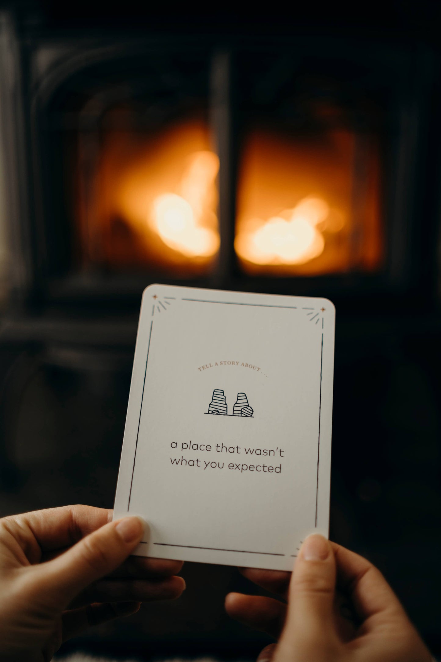 campfire stories deck, storytelling prompt cards, family campfire game, story cards for all ages, connection games for families, story starters deck, outdoor activity cards, camping conversation game, screen-free campfire fun, icebreaker card game, storytelling game for kids and adults, backyard game ideas, travel-friendly storytelling prompts, meaningful family activities, story game for group bonding