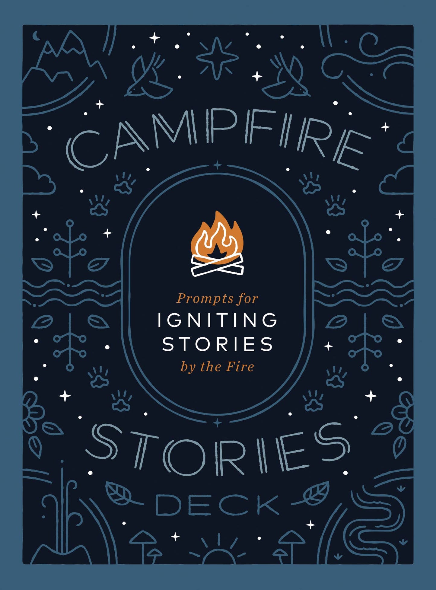 campfire stories deck, storytelling prompt cards, family campfire game, story cards for all ages, connection games for families, story starters deck, outdoor activity cards, camping conversation game, screen-free campfire fun, icebreaker card game, storytelling game for kids and adults, backyard game ideas, travel-friendly storytelling prompts, meaningful family activities, story game for group bonding