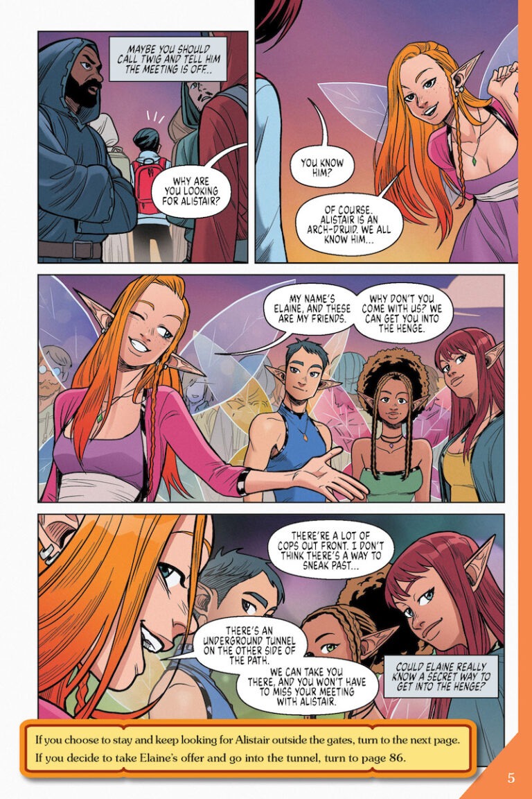 Choose Your Own Adventure graphic novel, Forecast From Stonehenge book, Stephanie Phillips CYOA, interactive comic for kids, Stonehenge adventure story, magical scythe graphic novel, mystery graphic novel for tweens, London underground adventure, middle grade CYOA book, choose-your-path graphic novel