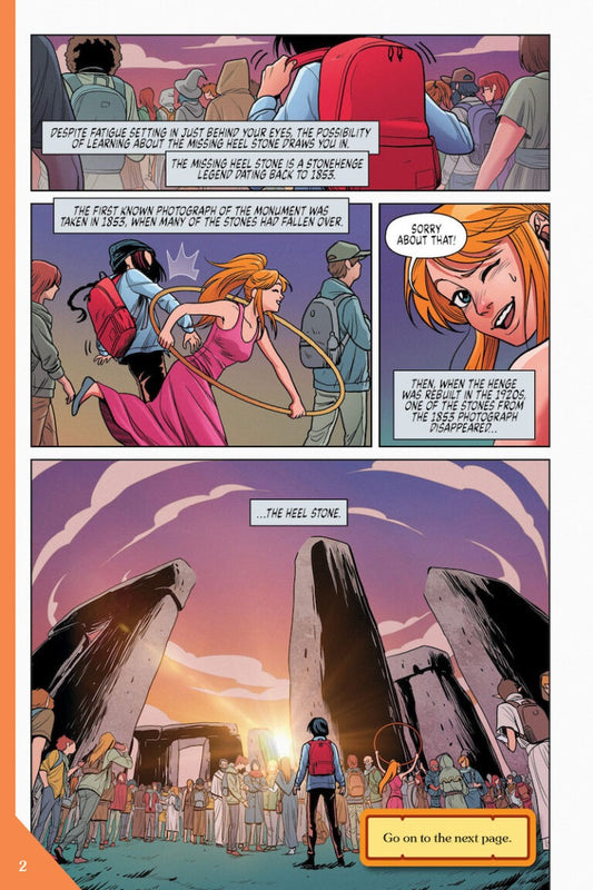 Choose Your Own Adventure graphic novel, Forecast From Stonehenge book, Stephanie Phillips CYOA, interactive comic for kids, Stonehenge adventure story, magical scythe graphic novel, mystery graphic novel for tweens, London underground adventure, middle grade CYOA book, choose-your-path graphic novel