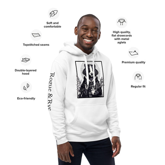 Cleric hoodie, eco-friendly RPG hoodie, organic cotton fantasy hoodie, D&D cleric apparel, unisex gamer hoodie, Rogue & Rye sweatshirt, recycled cotton hoodie, healing magic hoodie, premium RPG streetwear, ethical gamer fashion