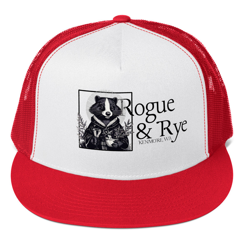 cleric trucker cap, skunk cleric hat, Rogue & Rye DnD hat, healing class cap, DnD trucker hat, RPG character hat, fantasy roleplay merch, adjustable DnD cap, skunk character gear, tabletop game apparel