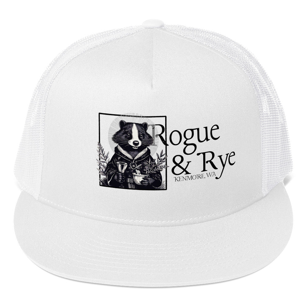 cleric trucker cap, skunk cleric hat, Rogue & Rye DnD hat, healing class cap, DnD trucker hat, RPG character hat, fantasy roleplay merch, adjustable DnD cap, skunk character gear, tabletop game apparel