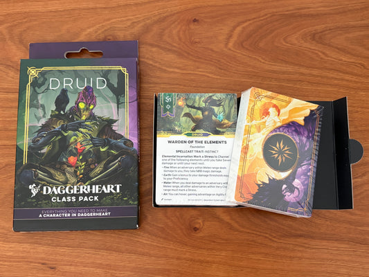 Daggerheart Druid Class Pack character card deck from Darrington Press featuring domain cards, subclass options, and streamlined tabletop RPG character creation for fantasy roleplaying games