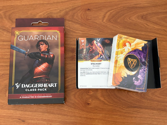 Daggerheart guardian Class Pack character card deck from Darrington Press featuring domain cards, subclass options, and streamlined tabletop RPG character creation for fantasy roleplaying games