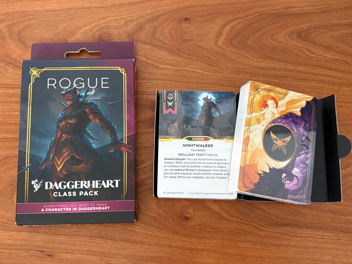 Daggerheart Rogue Class Pack character card deck from Darrington Press featuring domain cards, subclass options, and streamlined tabletop RPG character creation for fantasy roleplaying games
