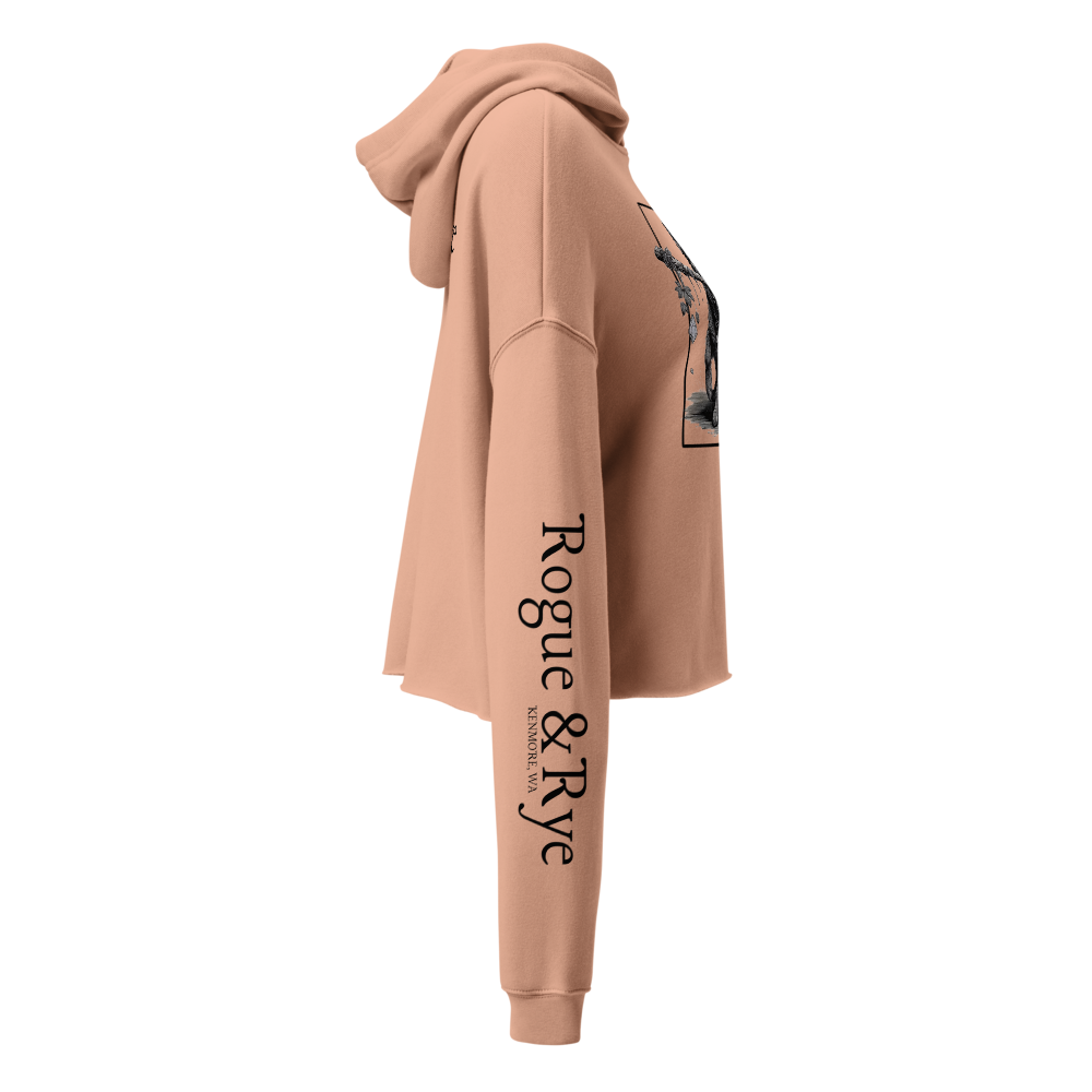 druid crop hoodie, cropped fantasy hoodie, RPG inspired hoodie, D&D druid fashion, women’s cropped hoodie, Rogue & Rye apparel, cozy nerdy hoodie, tabletop RPG hoodie, fantasy adventure clothing, druid character hoodie