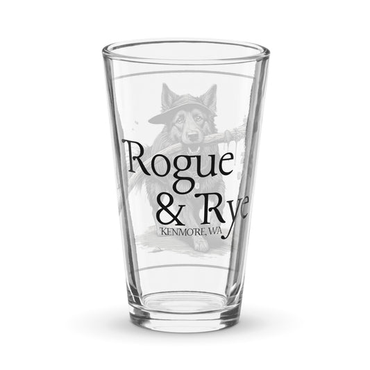 druid pint glass, RPG pint glass, D&D drinkware, Rogue & Rye glassware, fantasy themed pint glass, gamer barware, shaker glass for tabletop players, Druid dog glass, adventure drink glass, 16 oz gaming pint glass