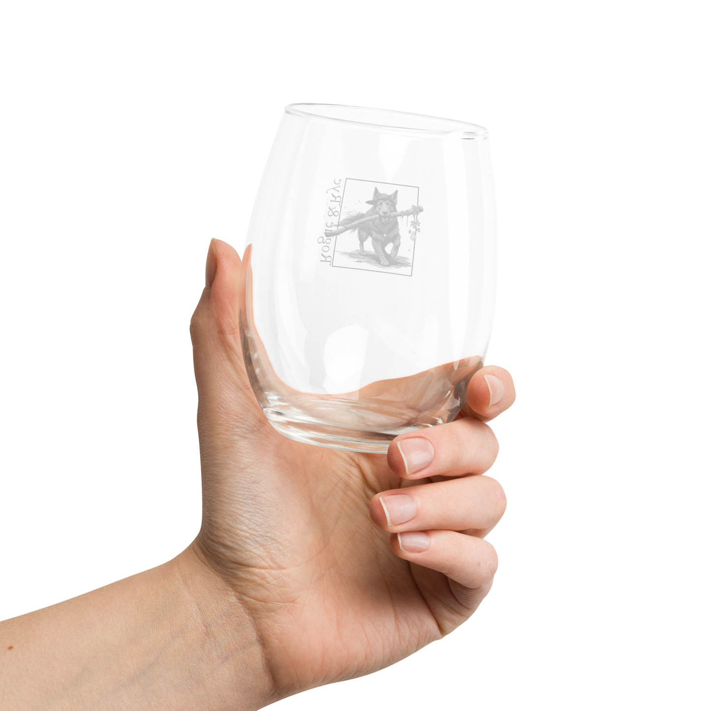 Druid wine glass, RPG stemless wine glass, nature-themed drinkware, Druid Dog fantasy glass, 15 oz wine glass for gamers, Rogue & Rye tabletop glassware, D&D druid gift, fantasy wine tumbler, loyal companion drinkware, stemless RPG wine glass