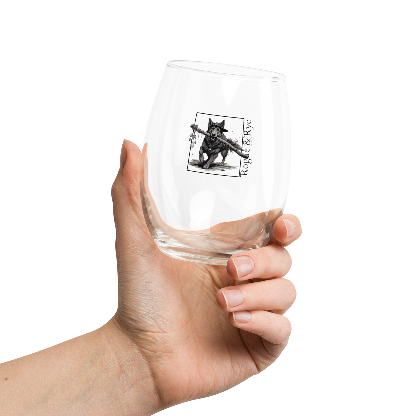 Druid wine glass, RPG stemless wine glass, nature-themed drinkware, Druid Dog fantasy glass, 15 oz wine glass for gamers, Rogue & Rye tabletop glassware, D&D druid gift, fantasy wine tumbler, loyal companion drinkware, stemless RPG wine glass