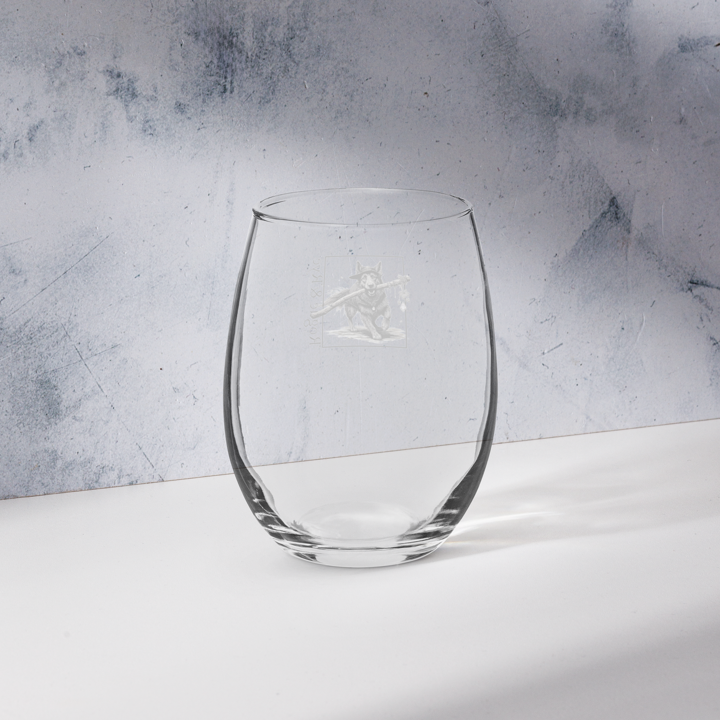 Druid wine glass, RPG stemless wine glass, nature-themed drinkware, Druid Dog fantasy glass, 15 oz wine glass for gamers, Rogue & Rye tabletop glassware, D&D druid gift, fantasy wine tumbler, loyal companion drinkware, stemless RPG wine glass
