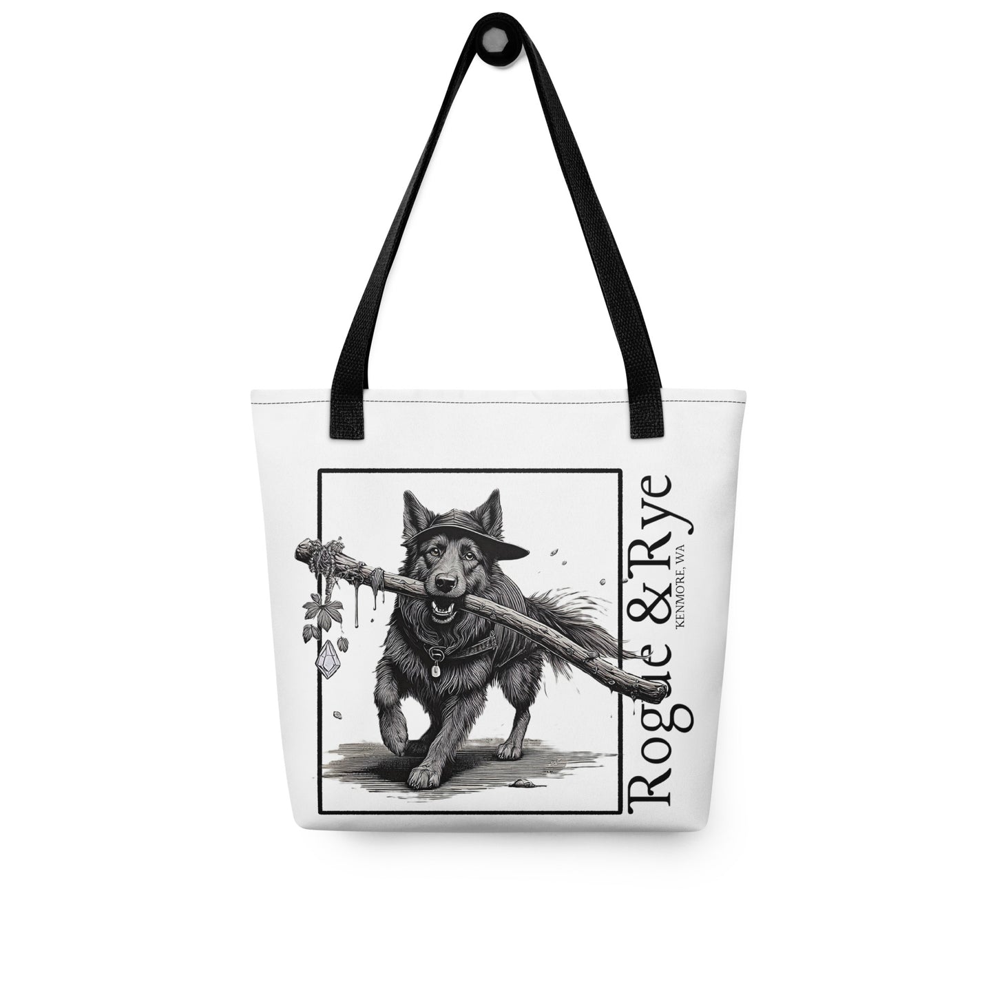 druid tote bag, RPG character tote, fantasy druid accessory, Rogue & Rye tote, D&D inspired bag, reusable gaming tote, cotton handle tote bag, polyester fantasy tote, eco-friendly gamer tote, adventure themed bag