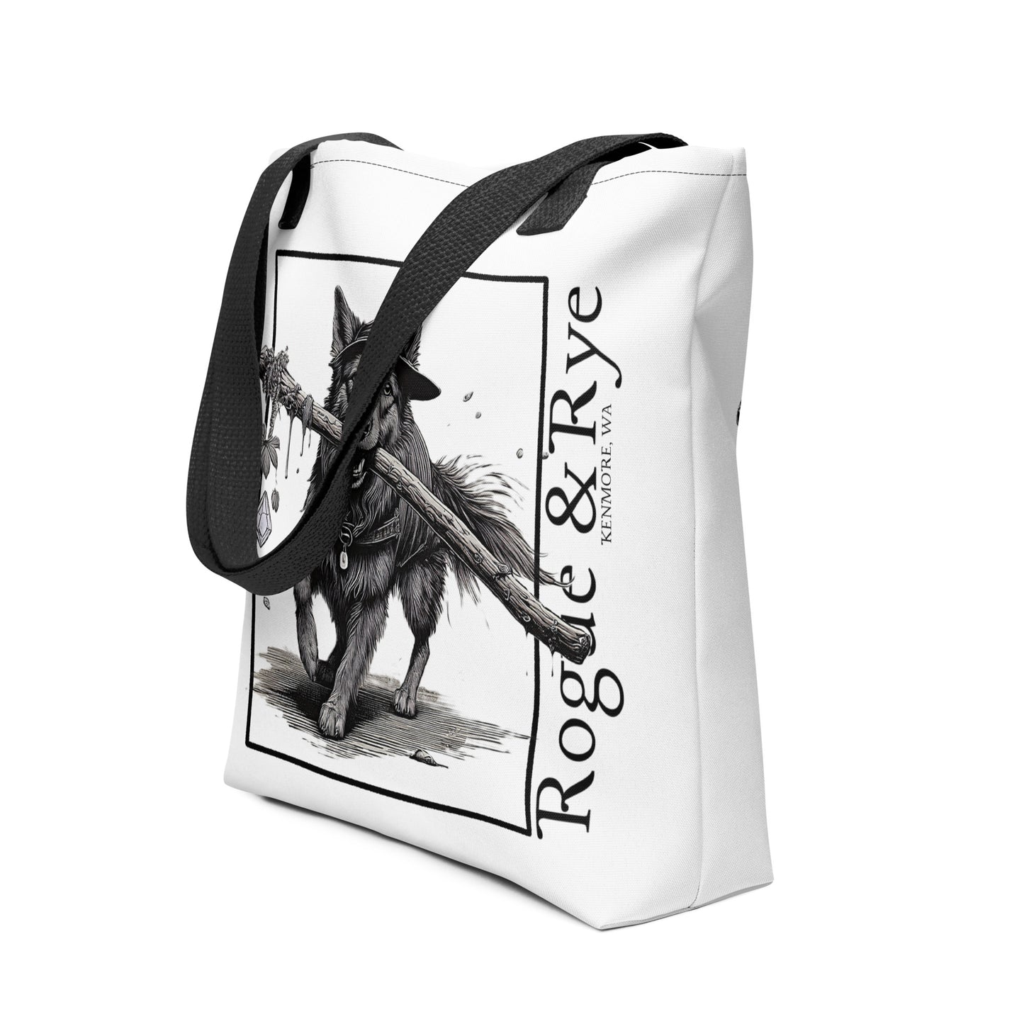 druid tote bag, RPG character tote, fantasy druid accessory, Rogue & Rye tote, D&D inspired bag, reusable gaming tote, cotton handle tote bag, polyester fantasy tote, eco-friendly gamer tote, adventure themed bag