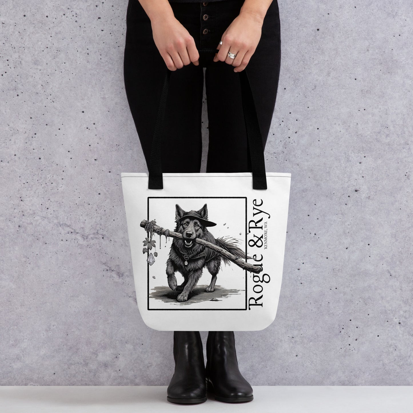 druid tote bag, RPG character tote, fantasy druid accessory, Rogue & Rye tote, D&D inspired bag, reusable gaming tote, cotton handle tote bag, polyester fantasy tote, eco-friendly gamer tote, adventure themed bag