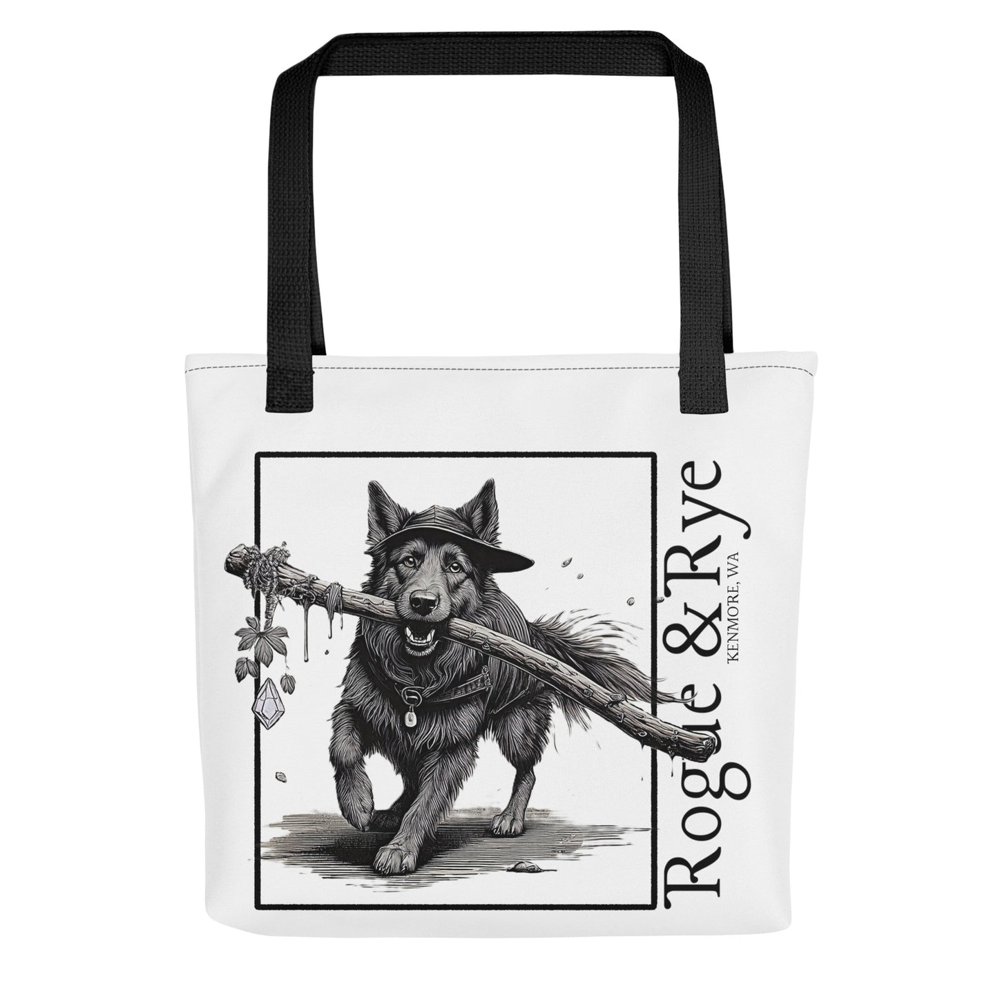 druid tote bag, RPG character tote, fantasy druid accessory, Rogue & Rye tote, D&D inspired bag, reusable gaming tote, cotton handle tote bag, polyester fantasy tote, eco-friendly gamer tote, adventure themed bag