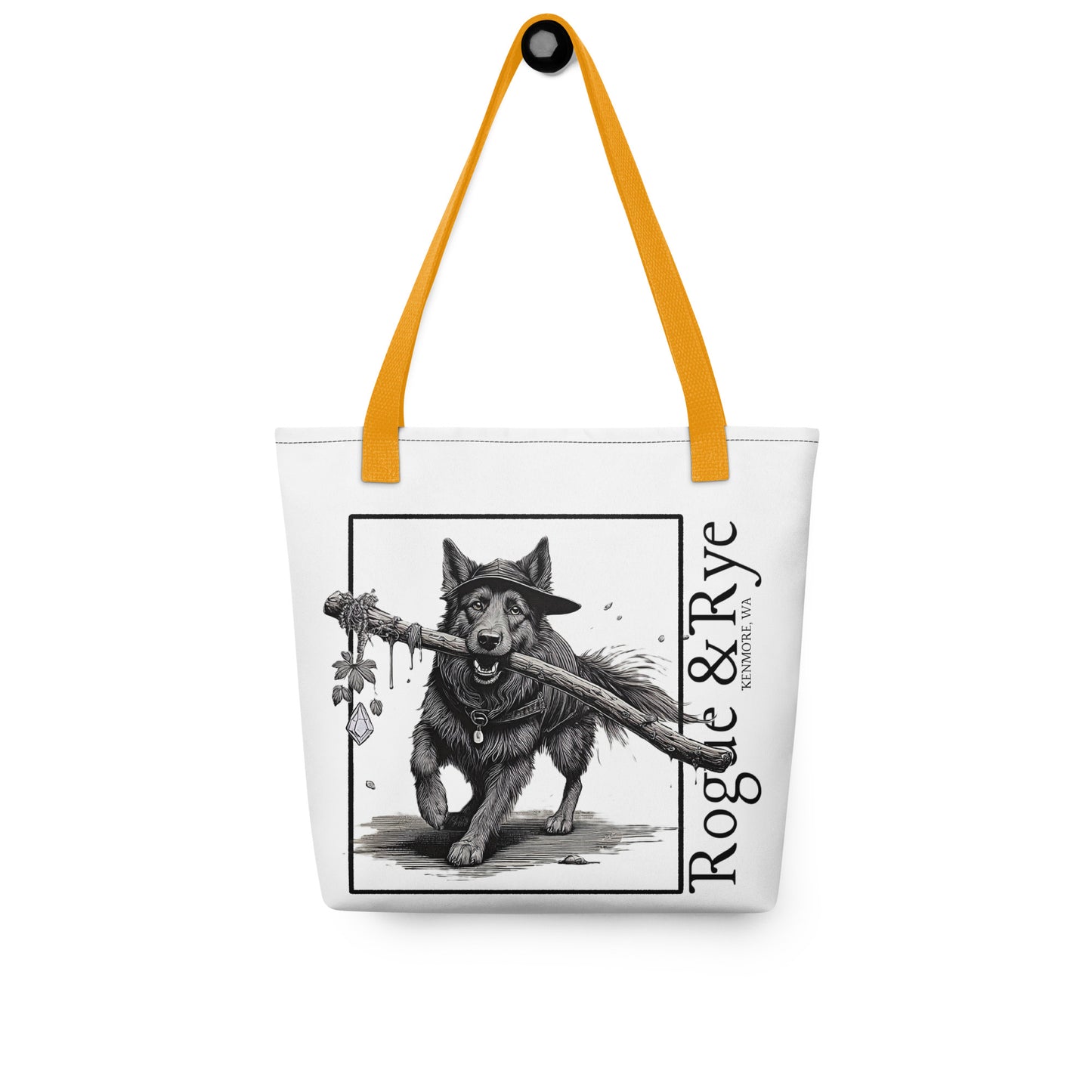 druid tote bag, RPG character tote, fantasy druid accessory, Rogue & Rye tote, D&D inspired bag, reusable gaming tote, cotton handle tote bag, polyester fantasy tote, eco-friendly gamer tote, adventure themed bag