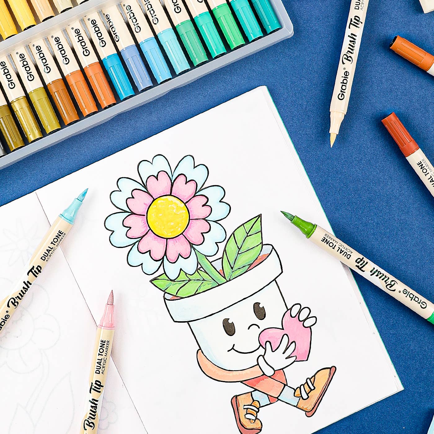 dual tip acrylic markers, 2-in-1 acrylic paint pens, brush tip paint markers, Grabie dual tone markers, acrylic markers for artists, 72 color paint pen set, paint markers for paper glass fabric, non-toxic acrylic markers, professional acrylic brush pens, dual brush markers for painting