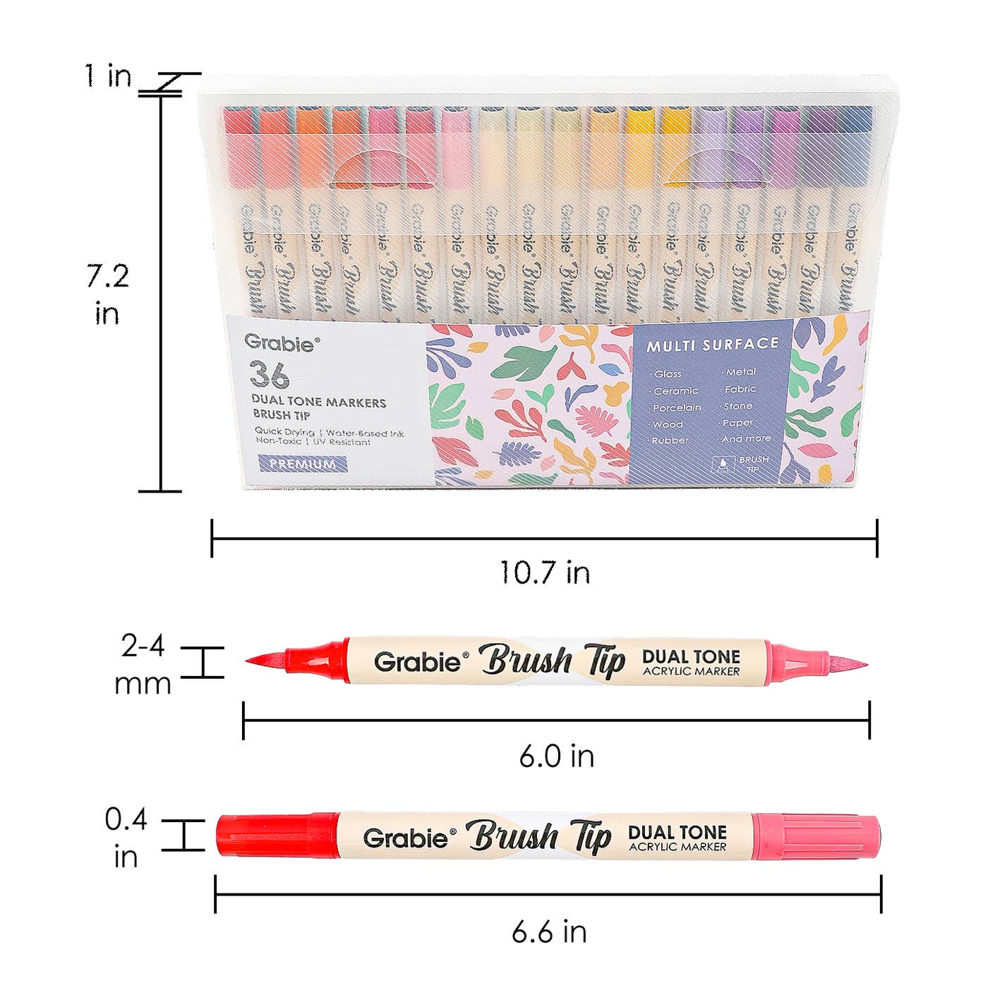 dual tip acrylic markers, 2-in-1 acrylic paint pens, brush tip paint markers, Grabie dual tone markers, acrylic markers for artists, 72 color paint pen set, paint markers for paper glass fabric, non-toxic acrylic markers, professional acrylic brush pens, dual brush markers for painting