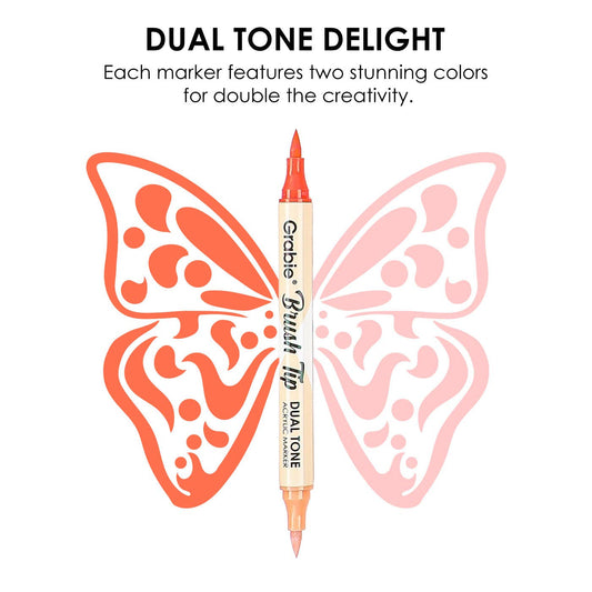 dual tip acrylic markers, 2-in-1 acrylic paint pens, brush tip paint markers, Grabie dual tone markers, acrylic markers for artists, 72 color paint pen set, paint markers for paper glass fabric, non-toxic acrylic markers, professional acrylic brush pens, dual brush markers for painting