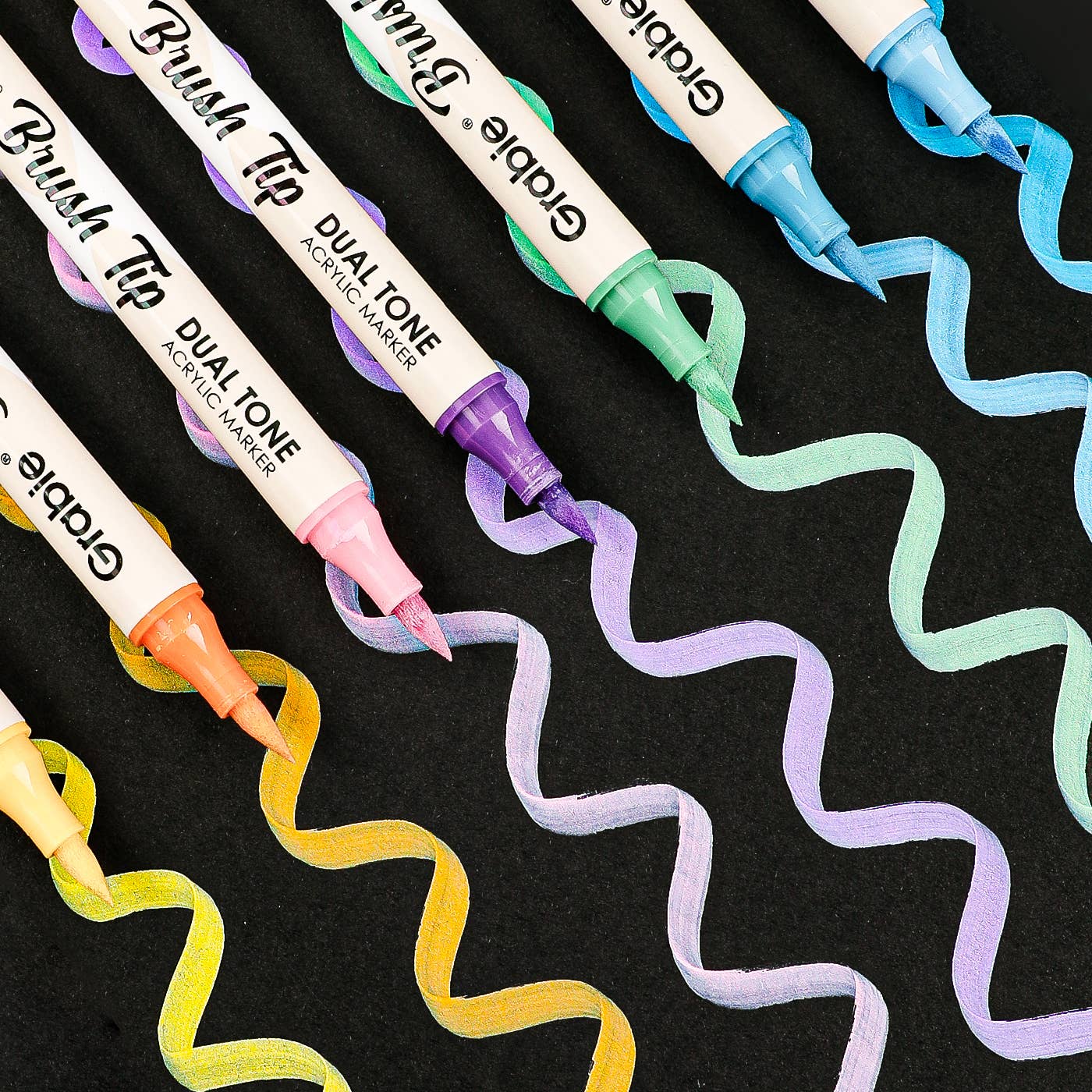 dual tip acrylic markers, 2-in-1 acrylic paint pens, brush tip paint markers, Grabie dual tone markers, acrylic markers for artists, 72 color paint pen set, paint markers for paper glass fabric, non-toxic acrylic markers, professional acrylic brush pens, dual brush markers for painting