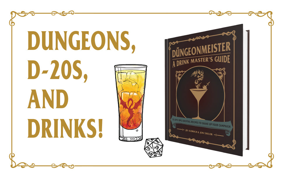 Düngeonmeister cocktail book, D&D themed drinks, RPG cocktail recipes, fantasy game night drinks, Dungeons & Dragons cocktails, potion-themed cocktails, Düngeonmeister by Jef Aldrich, 5e inspired cocktails, nerdy drink recipes, tabletop party ideas