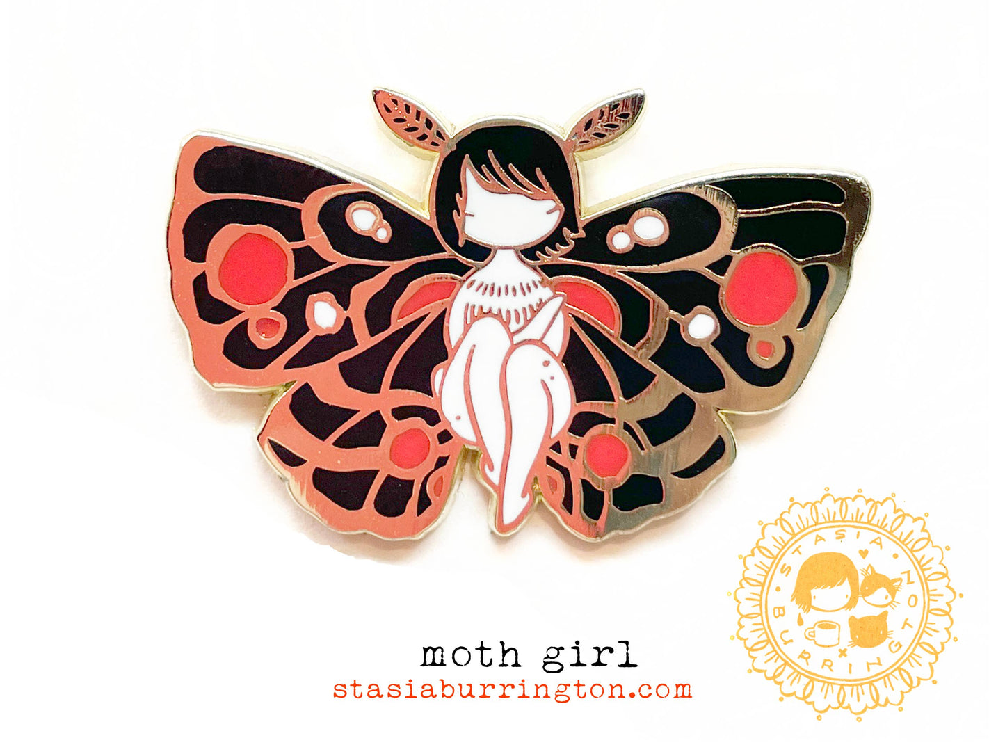 Moth Girl Pin
