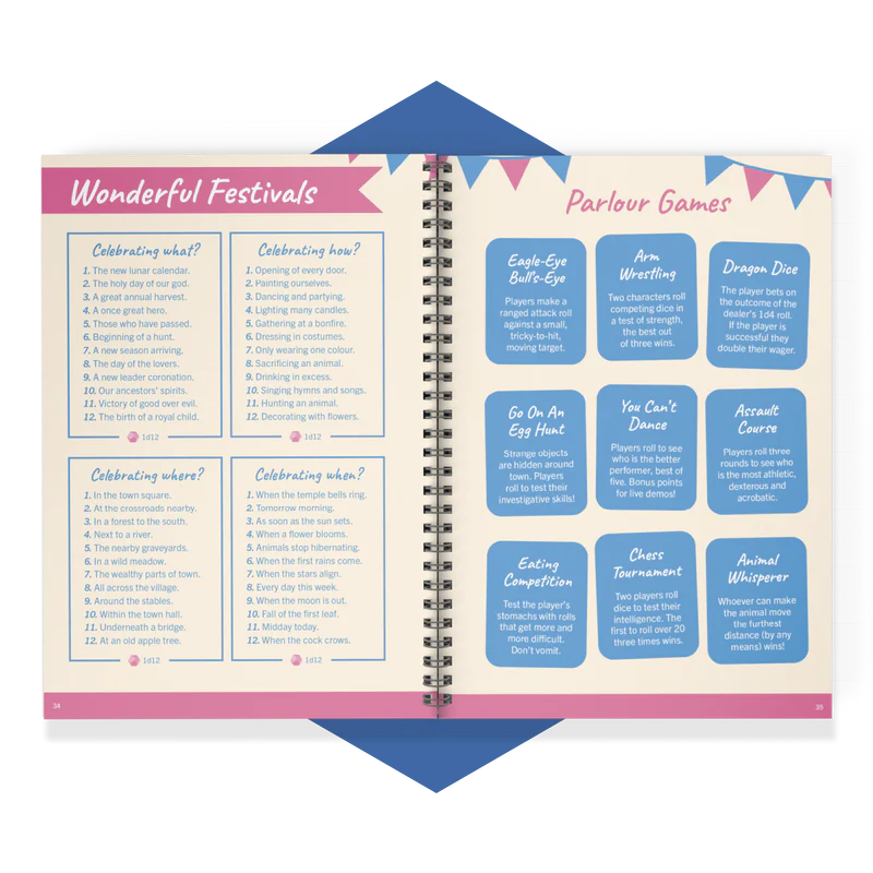 Game Master toolkit for DnD, RPG world-building tables, ENNIE award-winning RPG book, fantasy RPG encounter generator, critical hit and miss tables, DnD loot generator, random quest creator, immersive RPG storytelling tool, 5E Game Master resources, fantasy campaign toolkit