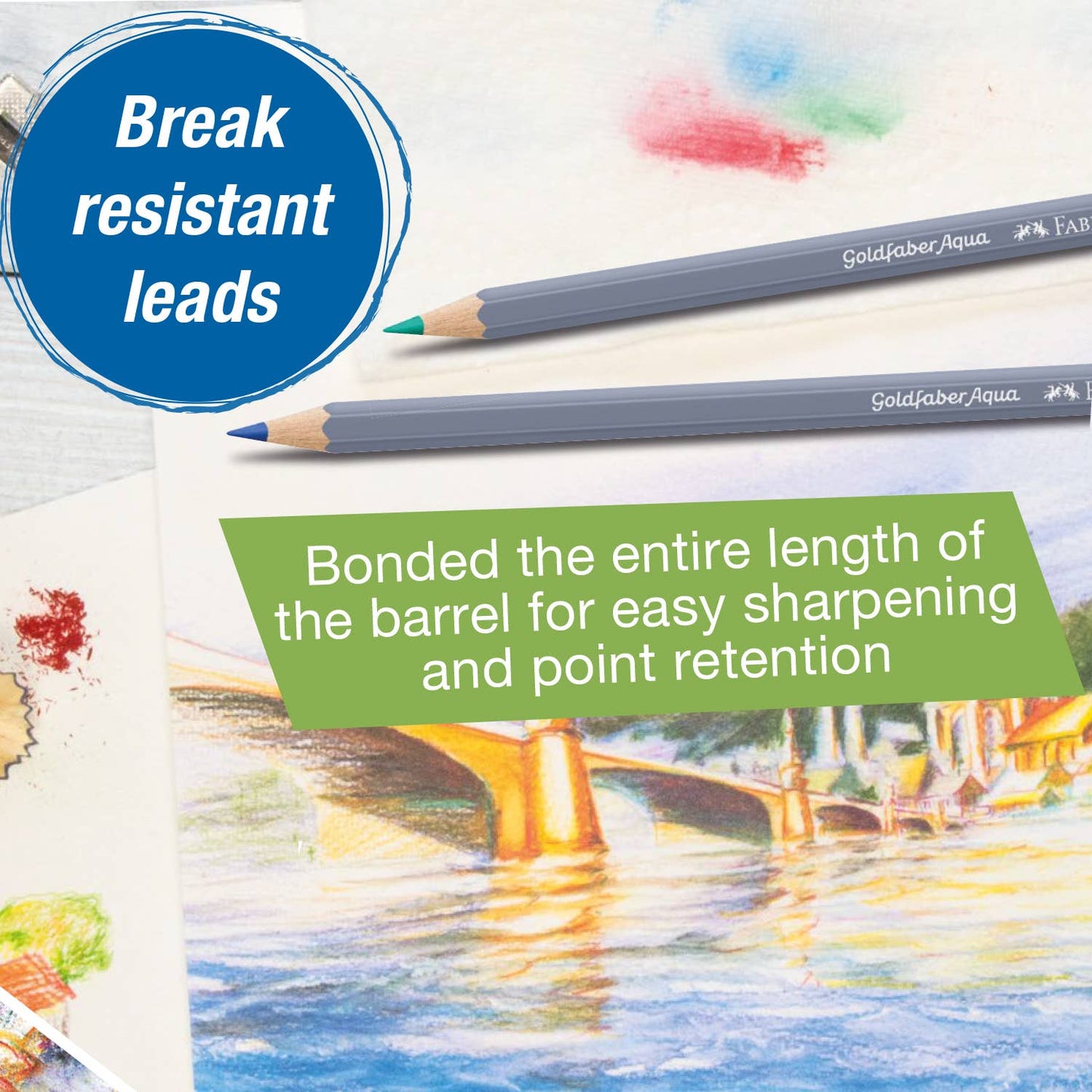 Goldfaber Aqua watercolor pencils, Faber-Castell watercolor pencils, artist watercolor pencil set, watercolor pencils tin 24, water-soluble colored pencils, watercolor pencils for beginners, best watercolor pencils, blendable watercolor art supplies, watercolor sketching tools, colored pencil watercolor techniques