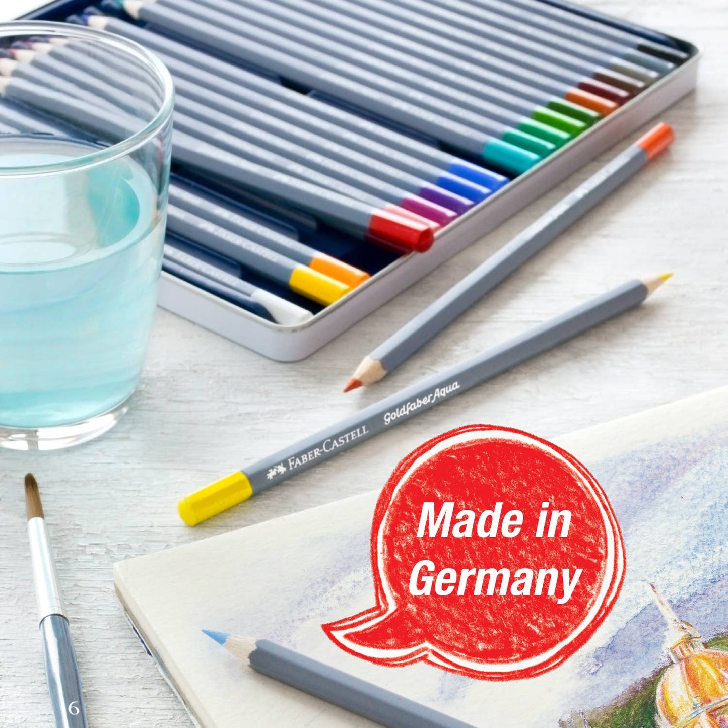 Goldfaber Aqua watercolor pencils, Faber-Castell watercolor pencils, artist watercolor pencil set, watercolor pencils tin 24, water-soluble colored pencils, watercolor pencils for beginners, best watercolor pencils, blendable watercolor art supplies, watercolor sketching tools, colored pencil watercolor techniques