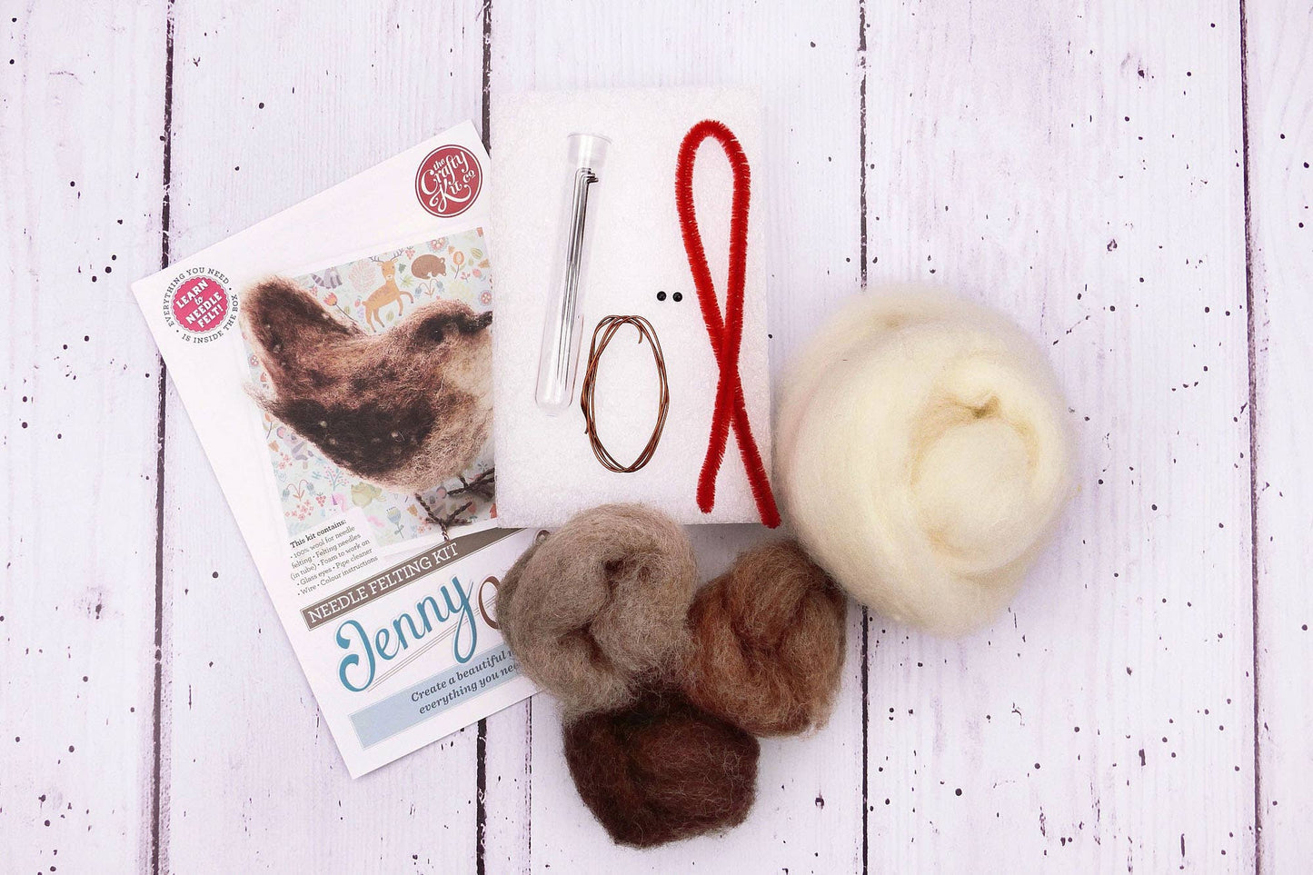 Jenny Wren needle felting kit, British bird craft kit, beginner needle felting project, 3D wool bird kit, The Crafty Kit Company Scotland, sustainable needle felting kit, Corriedale wool felting, handmade wren bird, nature-inspired DIY craft, felt bird gift idea